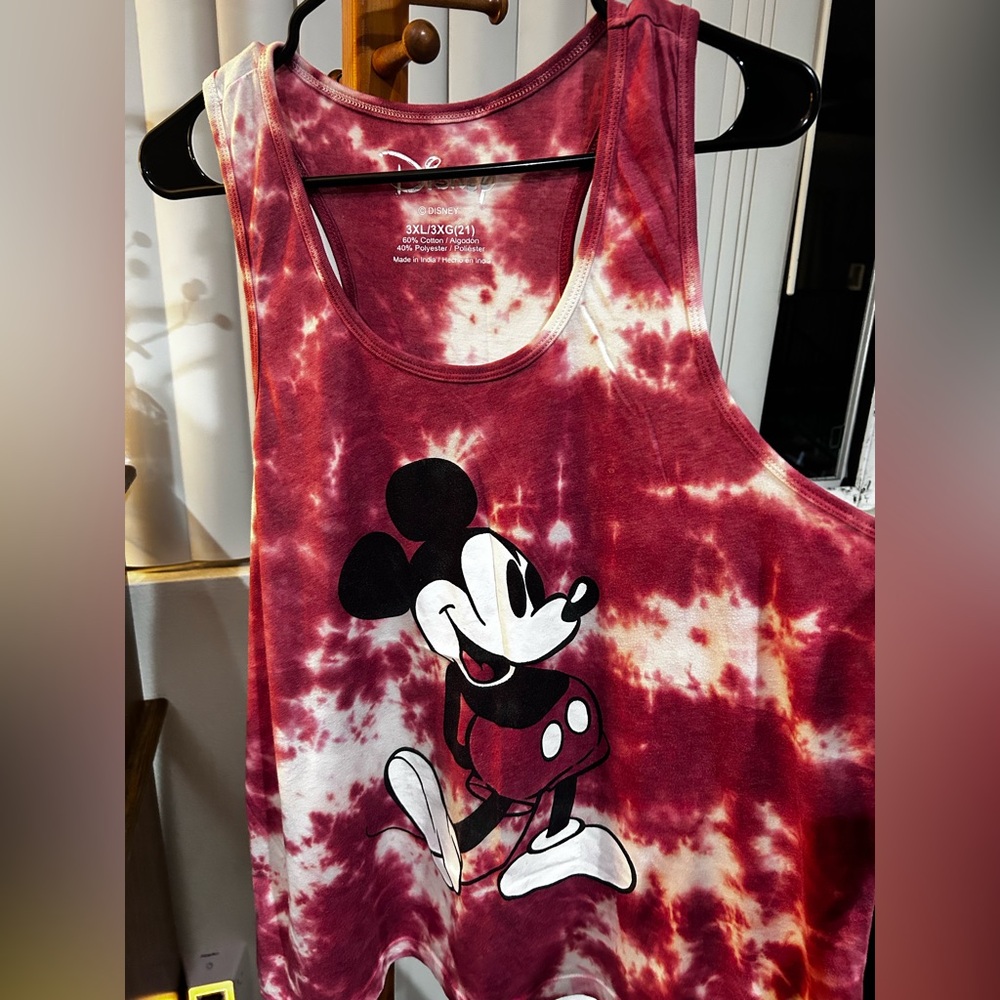 Disney Maroon and White tye dye Mickey Mouse Tank Top